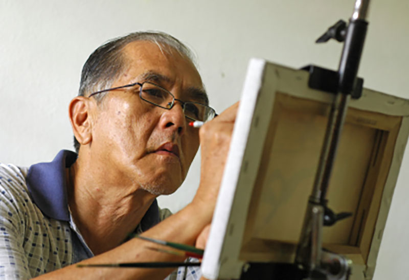 Montessori for Dementia encourages activities to bring more joy and purpose to life Senior Man Painting